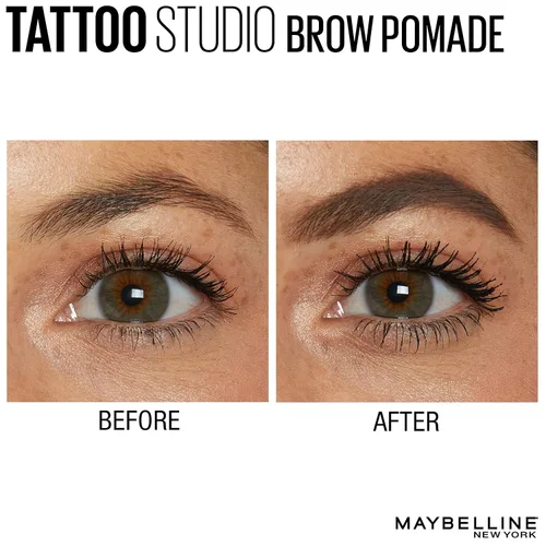 Miniatura 7 de Maybelline TattooStudio Pomada para cejas de larga duración, ajustable, maquillaje para cejas, marrón ceniza, 1 unidad 378 CENIZA MARRÓN