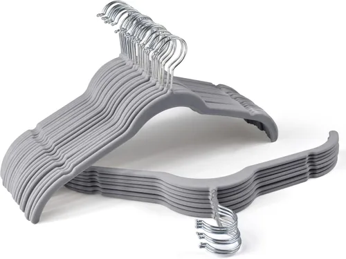 Miniatura 21 de Sishynio Perchas de terciopelo prémium para camisas, paquete de 30 unidades, antideslizante con gancho giratorio de 360°, colgador delgado flocado