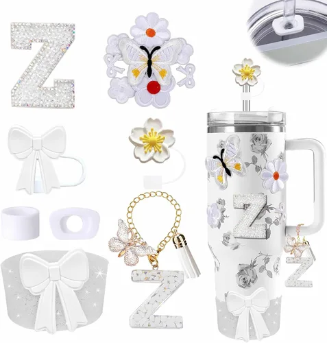 Miniatura 134 de 15 piezas de set de accesorios para vaso Stanley Cup 30oz 40oz con asa, incluye cubierta de pajita de silicona y bota, encanto de asa, encantos