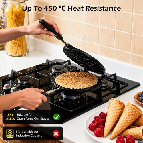 Miniatura 4 de Dyna-Living Máquina para hacer conos de gofres, máquina de cono de helado para el hogar, antiadherente, 7.9 pulgadas, molde para rollitos de huevo
