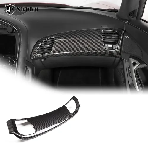 Adhesivos decorativos para la cubierta del tablero del interior del automóvil para Chevrolet Corvette C7 2014-2019 de consola central copiloto Fibra