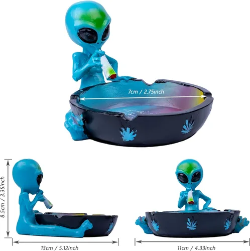 Miniatura 5 de Cenicero para Exterior, Cenicero Fresco para Cigarrillos, Cenicero de Fantasía Alien para Decoración de Oficina en Casa, Regalo Ornamental