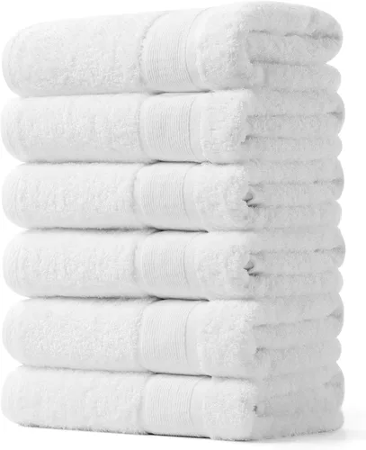 Miniatura 25 de Aibaser Toallas de baño, 27 x 54 pulgadas, naturales, ultra absorbentes, para baño, viajes, gimnasio, ducha y spa (juego de 6 piezas) (azul)