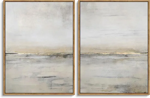 Miniatura 9 de Gardenia Art - Lienzo enmarcado para decoración de pared, diseño de playa costera, lienzo abstracto, pintura de paisaje oceánico moderno