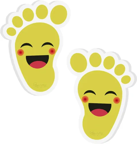 Beautyflier Calcomanías amarillas de dibujos animados para niños (20 pares), material de PVC impermeable, autoadhesivo, guías de distancia social