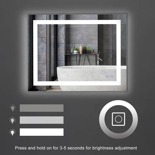 Miniatura 6 de Bonnlo Espejo de baño LED antiempañador de 32 "24" con luces táctiles/regulables