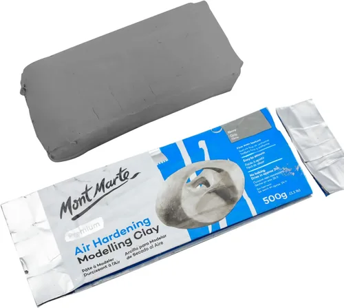 Miniatura 2 de Mont Marte Arcilla de modelado que se endurece con el aire gris, 500 g (1.1 lb). Se seca en aproximadamente 24 horas. Adecuada para escultores