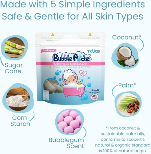 Miniatura 6 de TruKid Bubble Podz - Baño de burbujas para niños, niños pequeños y bebés, bomba de baño suave y refrescante sin lágrimas para piel sensible