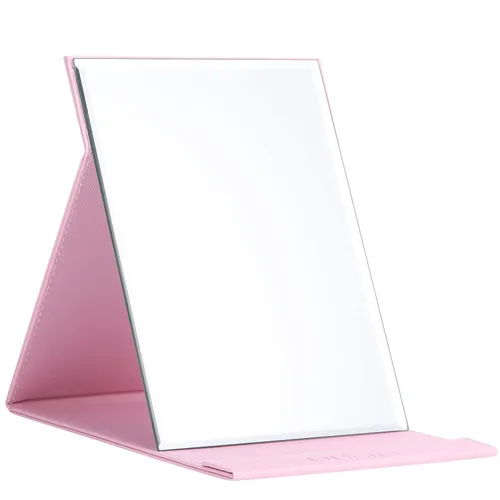 Miniatura 10 de DUcare Espejo de mesa plegable de 6 x 8 pulgadas, escritorio portátil y espejo de viaje con cubierta de piel sintética, soporte ajustable