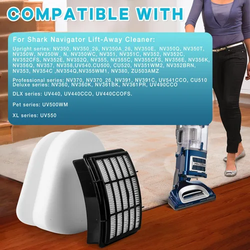 Miniatura 2 de Filtro de repuesto NV360 para Shark Navigator Lift Away Vacuum ZU503AMZ, NV350, NV351, NV352, NV355, NV356E, NV357, NV360, NV370, UV550, 1 HEPA + 2