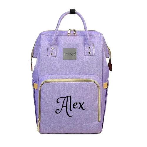 Miniatura 17 de Bolsa de pañales grande personalizada, bolsa de mano, mochila - Monograma personalizado bordado para bebé/bolsa de bebé (negro)
