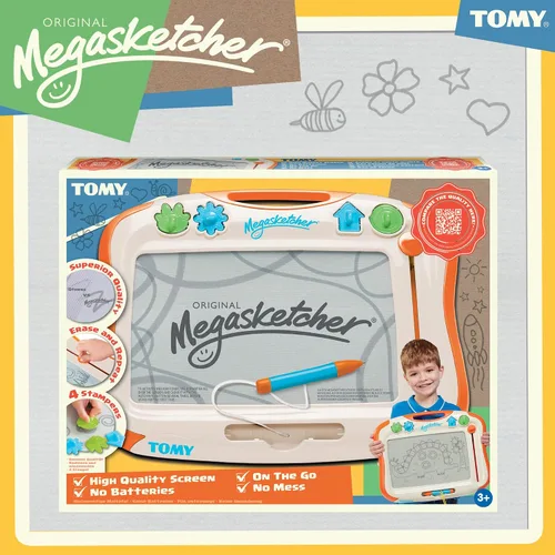 Miniatura 4 de Tom y Megasketcher - Pizarra magnética para dibujar Bloc de escritura grande con borrador mágico Juegos de viaje para niños de 3, 4, 5, 6 y más
