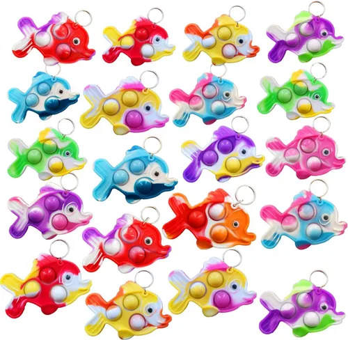 Miniatura 6 de 30 paquetes divertidos de regalo de verano únicos mini peces surtidos juguetes de burbujas para niños, niños, aula, estudiantes, regalos