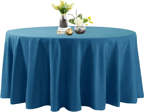 Miniatura 130 de Mantel de poliéster lavable de 90 pulgadas, resistente a las manchas y a las arrugas, mantel decorativo para mesa de comedor, fiestas de bufé y Negro