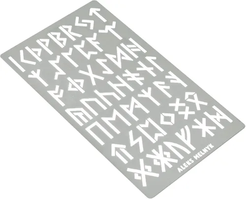 Miniatura 2 de Aleks Melnyk No.35 Plantilla de metal, runas Futhark Elder, Alfabeto antiguo, alfabeto mágico de sigil 1 PC, Plantilla para leña, Grabado