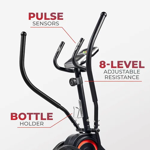 Miniatura 3 de Sunny Health & Fitness Cardio Climber Stepping Máquina de ejercicio elíptica para el hogar con 8 niveles de resistencia magnética, monitor de Negro