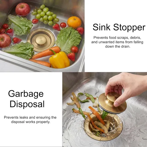 Miniatura 3 de LQS Brida de eliminación de basura para fregadero de cocina y tapón para fregadero, ajuste de orificio de drenaje estándar de 3-1/2 pulgadas