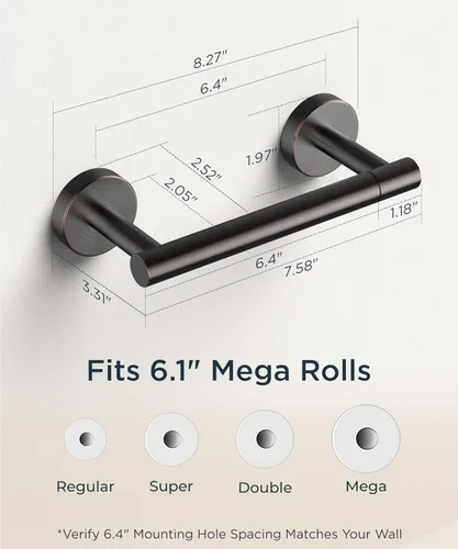 Miniatura 74 de FORIOUS Soporte de pared para papel higiénico, soporte de rollo de papel higiénico de doble poste giratorio de acero inoxidable para baño, Blanco