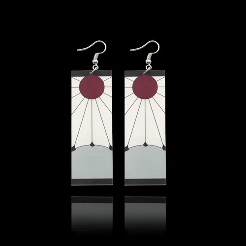 Miniatura 4 de JinYu Aretes Demon Slayer Kamado Tanjirou, anime japonés Demon Slayer Cosplay Prop Cartoon Acrylic
