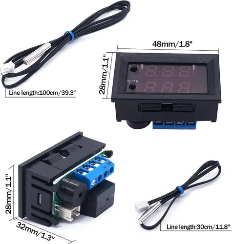 Miniatura 3 de Twidec Controlador de temperatura /DC 12V programable -50 a 230.0 °F (-58 a 230 °F) Pantalla LED rojo/azul Monitor Módulo de control de termostato