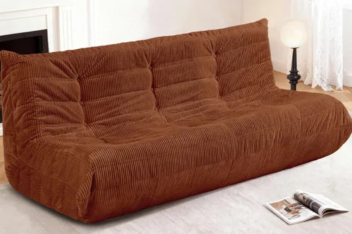 Miniatura 96 de Puf para adultos, silla puf grande, sillón con relleno de espuma viscoelástica para el hogar, apartamento o sala de juegos, gris afelpado Felpa gris