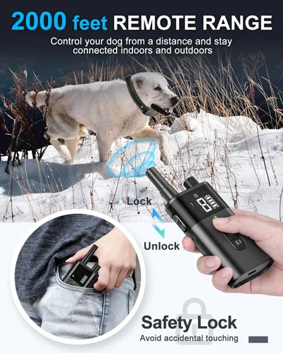 Miniatura 3 de Collar de entrenamiento para perros con control remoto para 2 perros, 10-120 libras, 3300 pies, impermeable, sin golpes, collar de perro vibratorio