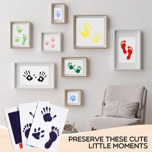 Miniatura 5 de Jetec Juego de 30 huellas y huellas de manos sin tinta, almohadilla de tinta de tacto limpio para manos y huellas de bebé, kit de huellas de perro