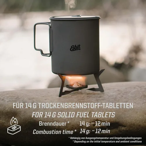 Miniatura 5 de Esbit Estufa de titanio plegable ultraligera de 0.41 oz (0.4 onzas) para uso con tabletas de combustible sólido