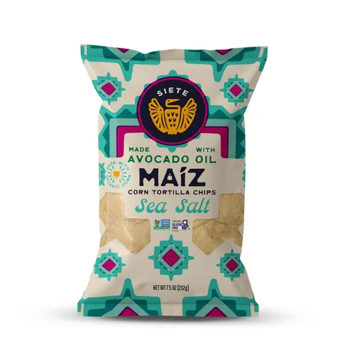 Miniatura 10 de Siete Maiz Totopos Chips de tortilla de maíz Maíz azul Sin gluten Snacks veganos Sin OMG y chips de maíz orgánico Hecho con aceite