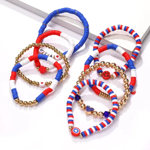 Miniatura 92 de Surfer Heishi - Pulseras apilables para mujer, apilables, de vinilo arcoíris, disco de arcilla, pulseras elásticas para la amistad, joyería bohemia