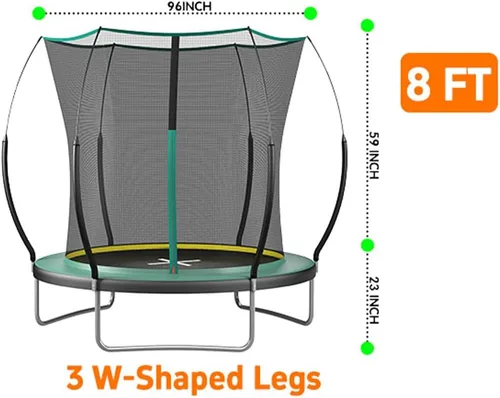 Miniatura 7 de 1400LBS 6FT 8FT 10FT 12FT 14FT Springless Trampolines for Kids and Adults, ASTM Approved Outdoor Trampoline with Enclosure Net, Backyard Trampoline