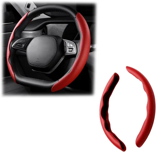 Miniatura 7 de LoyaForba Funda universal para volante de automóvil, protector universal de cuero segmentado de 15 pulgadas, antideslizante y suave, transpirable