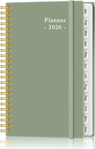 Miniatura 16 de Agenda de bolsillo 2026 - Agenda semanal y mensual 2026 de enero de 2026 a diciembre de 2026, pestañas de 12 meses, 3.75 x 6.75 pulgadas, verde
