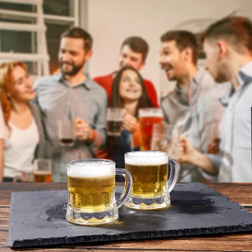 Miniatura 5 de ZZYFGH Paquete de 6 mini vasos de chupito de cerveza con asa, mini tazas de cerveza transparentes de base pesada, 1.8 onzas, tequila, vodka, ideal