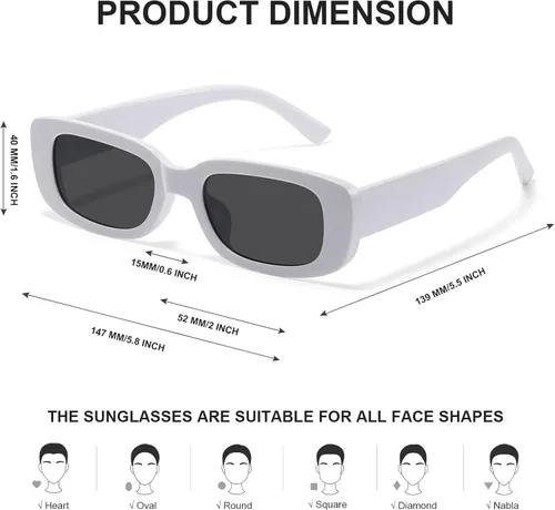 Miniatura 4 de JASPIN Lentes de sol rectangulares para mujeres y hombres, modernos Y2K retro de los años 90, protección UV400, marco cuadrado fresco