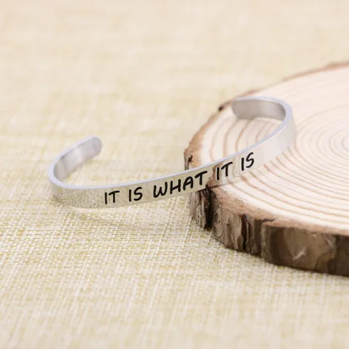 Miniatura 2 de Yiyang Pulseras inspiradoras para mujer de acero inoxidable con mantra para ella, Metal
