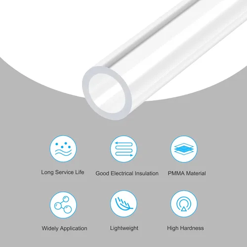 Miniatura 3 de MECCANIXITY Tubo de acrílico rígido redondo transparente 1mm(0.04") DI 3mm(1/8") DE 305mm(12") para lámparas y linternas, sistema de refrigeración