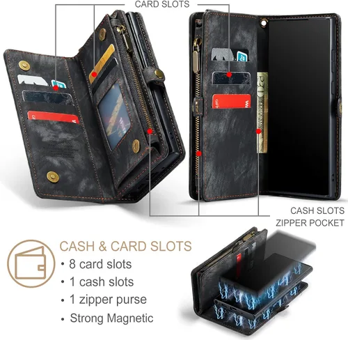 Miniatura 3 de Asuwish Funda de teléfono para Samsung Galaxy Note 20 Glaxay Note20 5G con cremallera, funda desmontable con protector de pantalla de vidrio