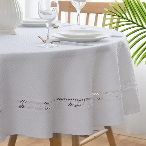 Miniatura 43 de EHouseHome Mantel de tela resistente con encaje blanco, impermeable, sin arrugas, resistente a las manchas, a prueba de aceite, para comedor