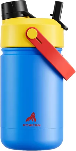 Miniatura 27 de POWCAN - Botella de agua con aislamiento de 18 onzas, con tapa de boquilla y pajilla 2 en 1, fría 24 horas, a prueba de fugas, apta para portavasos