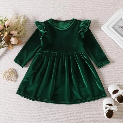 Miniatura 117 de IDOPIP Vestido tutú de terciopelo para niñas pequeñas, vestido de manga larga para princesa, Navidad, cumpleaños, fiesta, boda, vestidos de otoño e