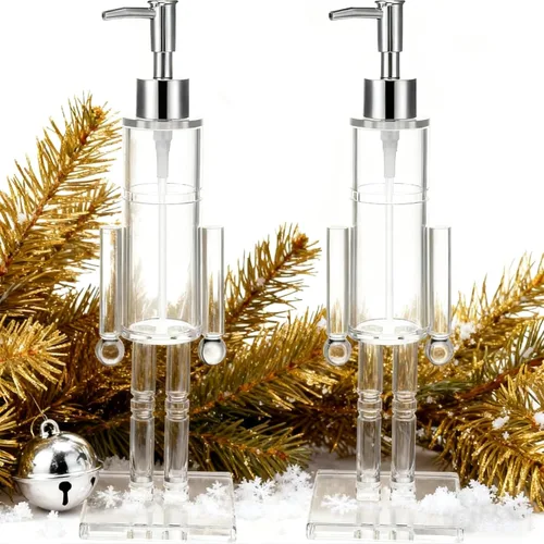 Miniatura 8 de Dispensador de jabón Cascanueces, Dispensador de jabón navideño Cascanueces de acrílico transparente, Dispensador decorativo recargable con Bomba