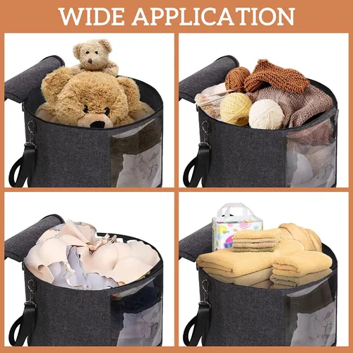 Miniatura 5 de Caja de almacenamiento de sombreros de fieltro, organizador portátil plegable para sombreros, con correa para el hombro y 2 asas, juguetes