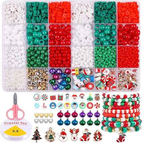 Miniatura 11 de Wuollgess Juego de 3500 cuentas de arcilla pastel para hacer pulseras, cuentas heishi de macarrón de polímero para joyas, kit de pulsera de amistad