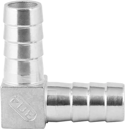 Miniatura 2 de Acero inoxidable 1" manguera Codo de púas 90 grados L Ángulo recto de púas de montaje de agua Combustible Aire