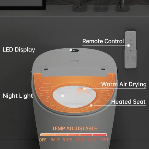 Miniatura 4 de EPLO Inodoro Inteligente, Inodoro Bidé Asistido por Bomba, Descarga de Emergencia, Asiento Calefactado, Doble Descarga Automática, Agua Tibia