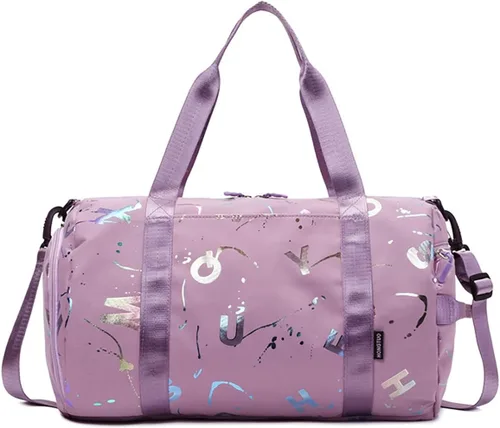 Pequeña bolsa de gimnasio para mujer, bonita bolsa de viaje deportiva con compartimento para zapatos y bolsillo húmedo, bolsa de mano para el fin de