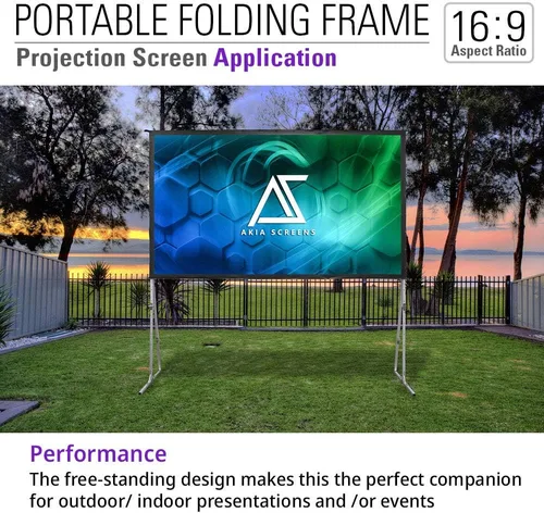 Miniatura 7 de Akia AK-OS145H1 - Pantalla de proyector de 145 pulgadas con soporte y bolsa de transporte para uso en interiores y exteriores - Pantalla portátil