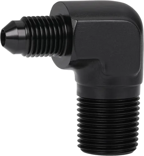 Miniatura 37 de 3AN macho Flare a 1/4 NPT tubo macho 90 grados codo adaptador unión aluminio negro