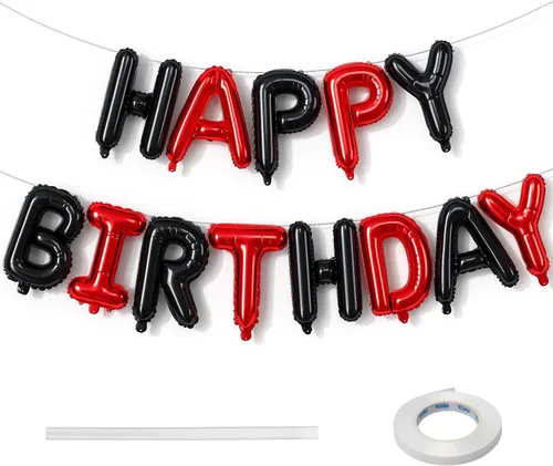Miniatura 22 de Cartel plateado de feliz cumpleaños – Globos de letras de papel de aluminio de Mylar de 16 pulgadas con cinta, globos autoinflables para mujeres